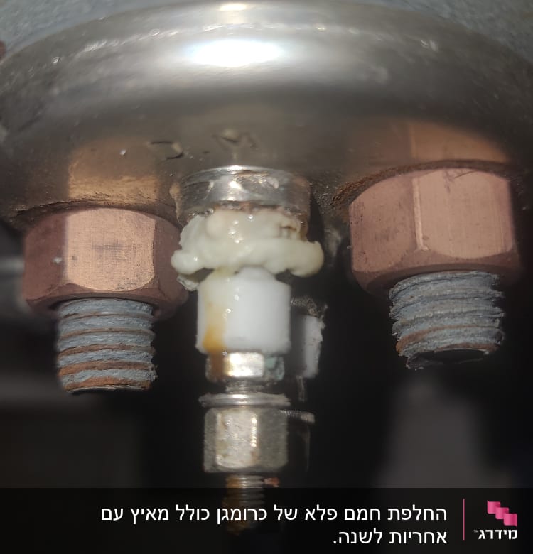 חיבורים מתכתיים עם חלודה על דוד שמש